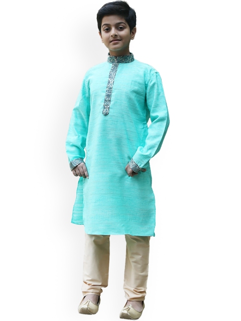 

Manyavar Boys Turquoise Blue Kurta with Trousers