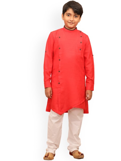 

Manyavar Boys Red Printed Kurta with Churidar