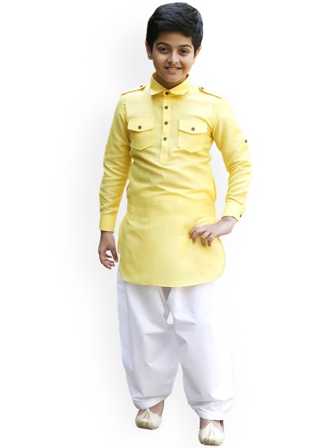 

Manyavar Boys Yellow Kurta with Patiala