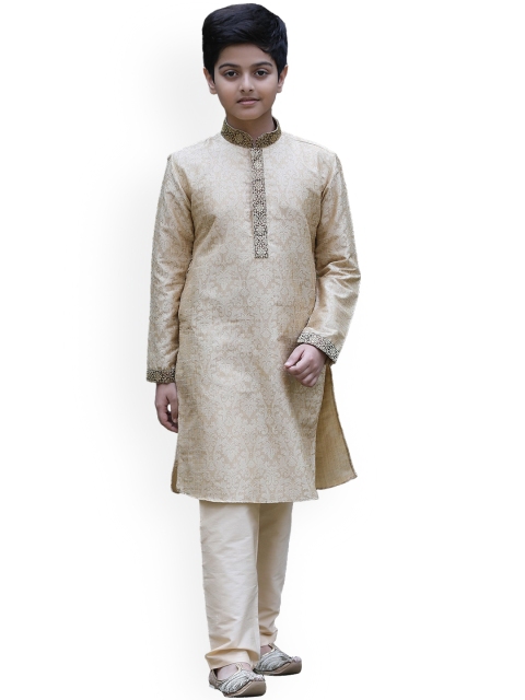 

Manyavar Boys Beige Kurta with Pyjamas