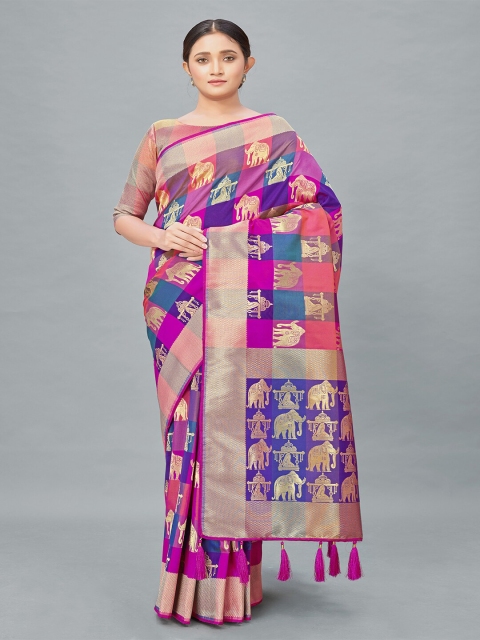 

MONJOLIKA FASHION Multicoloured Woven Design Silk Blend Banarasi Saree, Multi