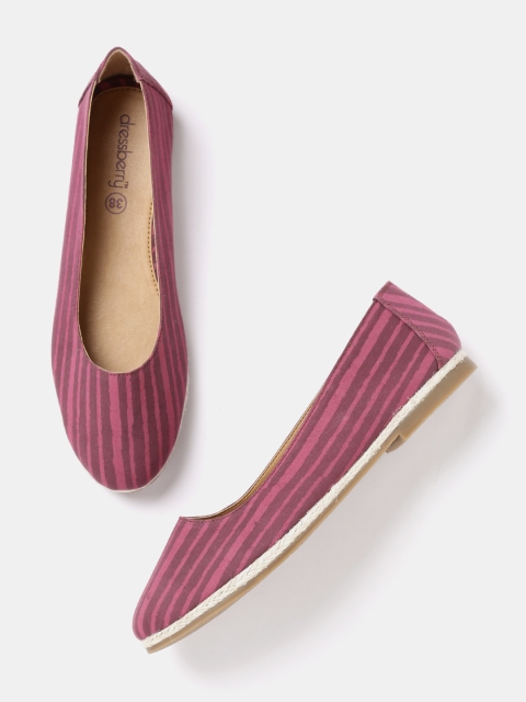 

DressBerry Women Pink Striped Ballerinas
