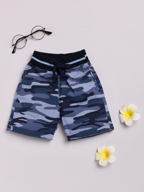 

Olio Kids Boys Grey Camouflage Printed Cotton Shorts