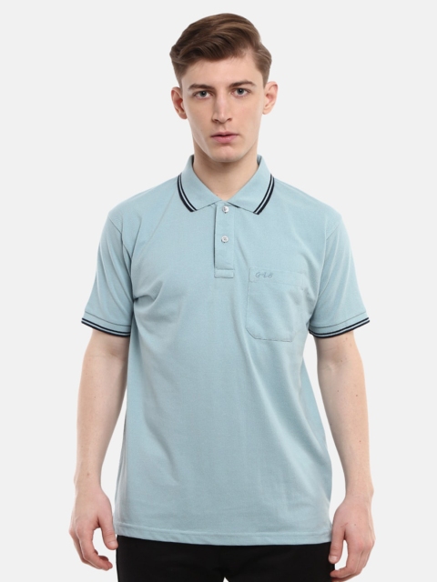 

V-Mart Men Sea Green Polo Collar T-shirt