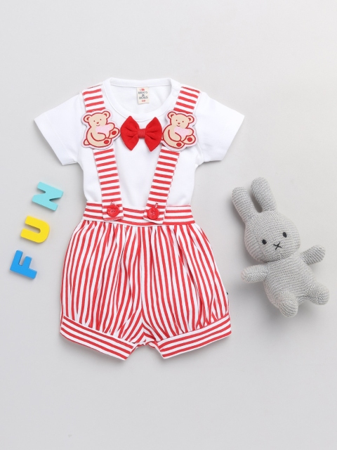 

BRATS AND DOLLS Girls Red & White T-shirt with Shorts