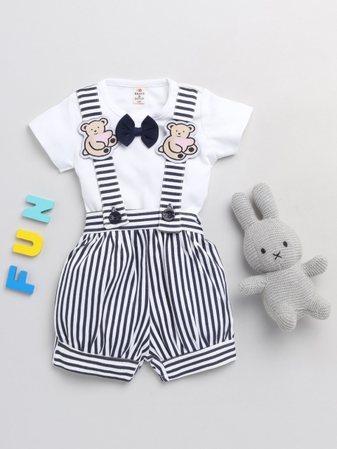 

BRATS AND DOLLS Girls White & Navy Blue T-shirt with Shorts