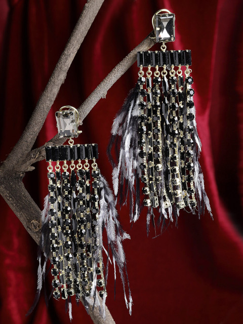 

Bijoux by Priya Chandna Black Contemporary Tasselled Drop Earrings