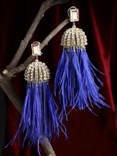

Bijoux by Priya Chandna Navy Blue Contemporary Jhumkas Earrings