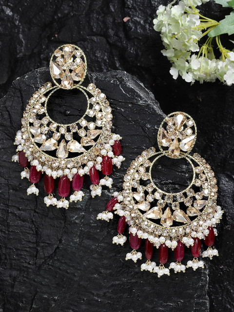

Bijoux by Priya Chandna Gold-Toned Contemporary Chandbalis Earrings