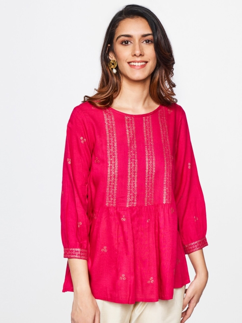 

itse Women Pink Printed A-Line Top