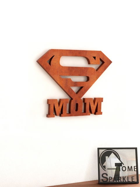 

Home Sparkle Brown Super Mom Wooden Wall Art