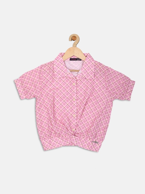

Ziama Pink Geometric Print Shirt Style Top
