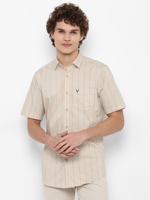 

Allen Solly Men Beige Slim Fit Windowpane Checked Casual Shirt