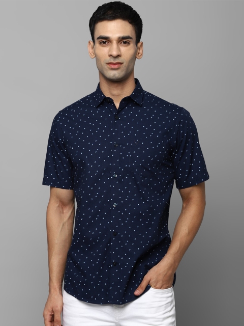 

Allen Solly Men Navy Blue Slim Fit Printed Pure Cotton Casual Shirt