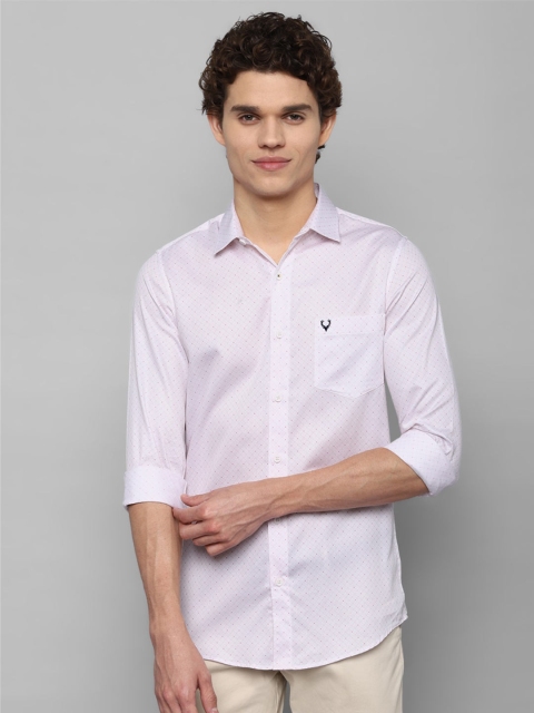 

Allen Solly Men Pink Slim Fit Printed Pure Cotton Casual Shirt