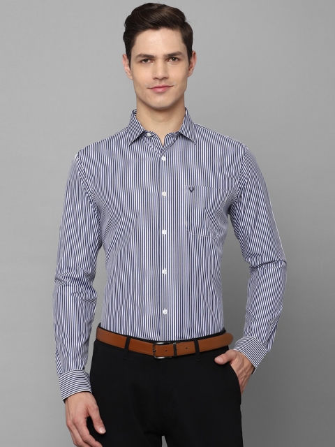 

Allen Solly Men Navy Blue Slim Fit Striped Formal Shirt