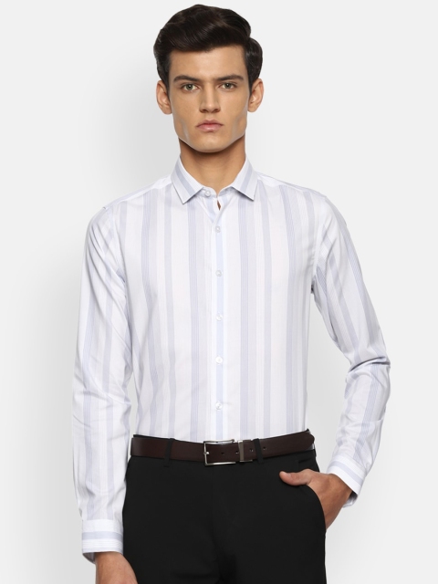 

Louis Philippe Men White Slim Fit Striped Formal Shirt