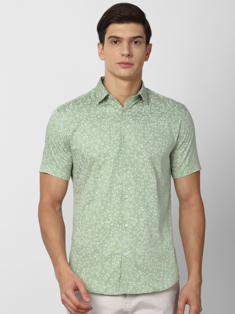 

V Dot Men Green Slim Fit Floral Printed Casual Shirt