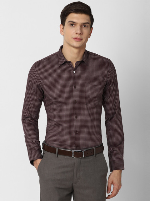 

Van Heusen Men Maroon Slim Fit Checked Formal Shirt