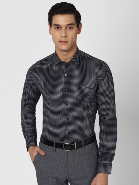 

Van Heusen Men Navy Blue Slim Fit Checked Formal Shirt