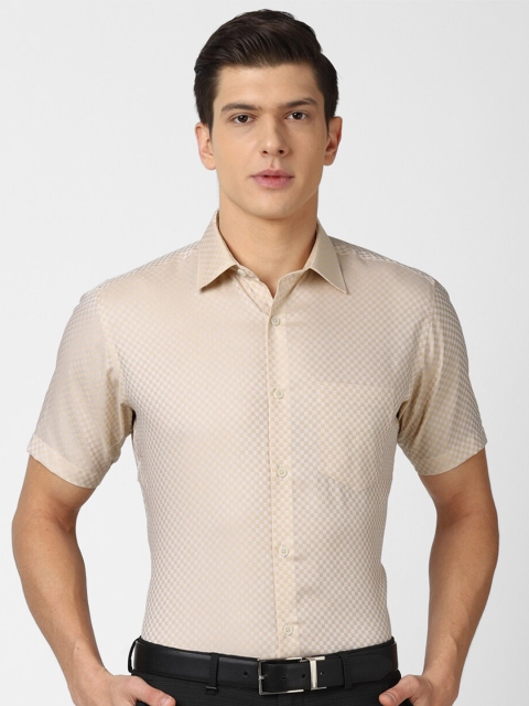 

Van Heusen Men Beige Printed Formal Shirt