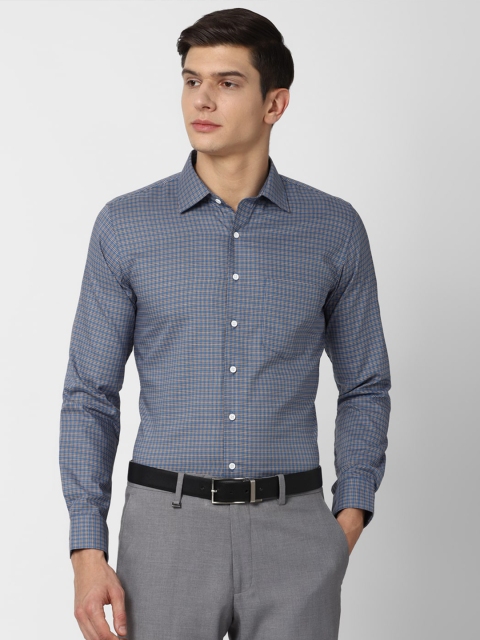 

Van Heusen Men Blue Slim Fit Checked Formal Shirt