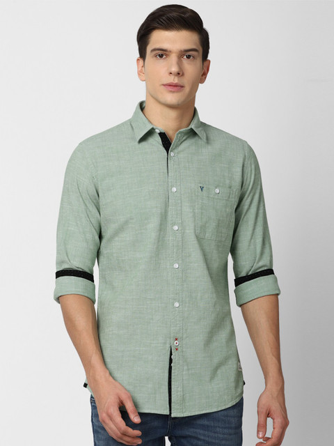 

VAN HEUSEN DENIM LABS Men Green Slim Fit Casual Shirt