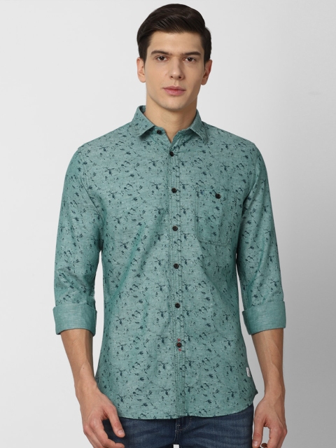 

VAN HEUSEN DENIM LABS Men Green Slim Fit Printed Casual Shirt