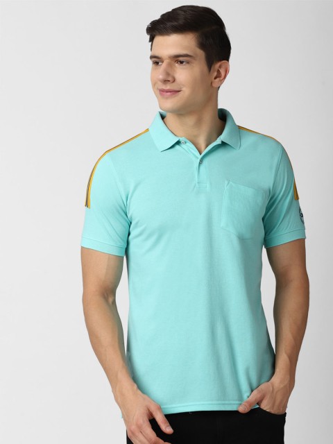 

Peter England Casuals Men Sea Green Polo Collar T-shirt
