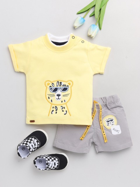 

BRATS AND DOLLS Boys Yellow & Grey T-shirt with Shorts