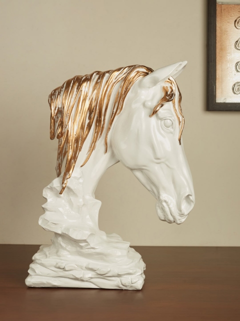 

HomeTown White & Gold-Toned Polyresin Horse Showpiece