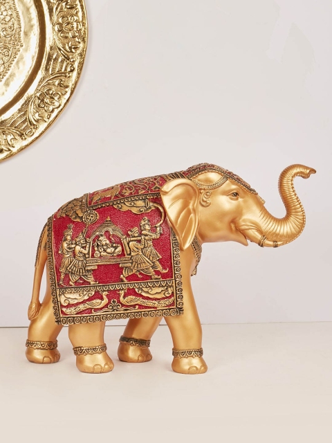 

HomeTown Maroon & Gold-Toned Elephant Showpieces