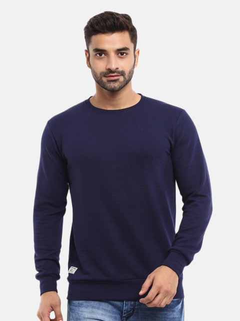 

V-Mart Men Navy Blue Raw Edge Slim Fit T-shirt