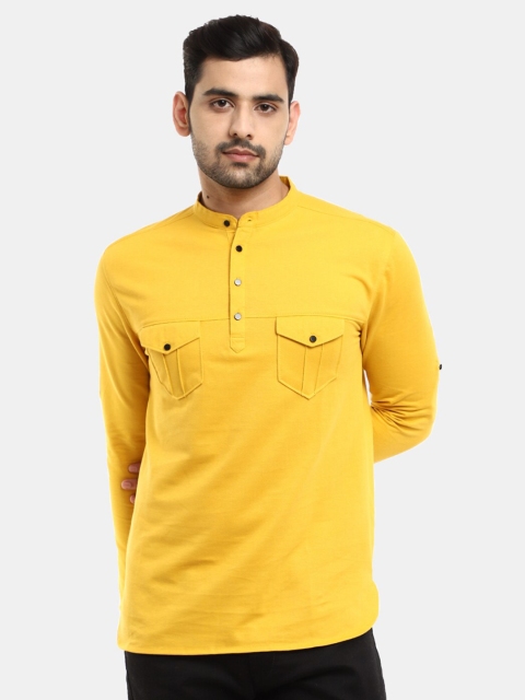 

V-Mart Men Mustard Yellow Mandarin Collar T-shirt
