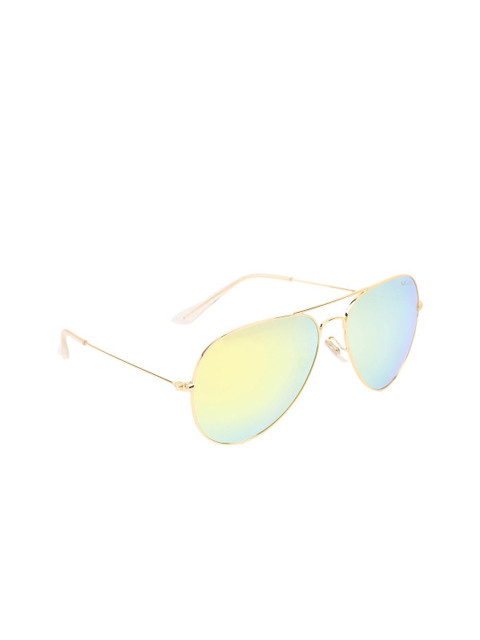 

MARC LOUIS Unisex Mirrored Lens & Gold-Toned Aviator Sunglasses with UV Protected Lens, Green