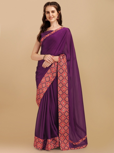 

Inddus Purple Embroidered Silk Blend Designer Saree