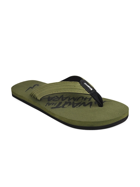 

Campus Men Olive Green Printed Thong Flip-Flops