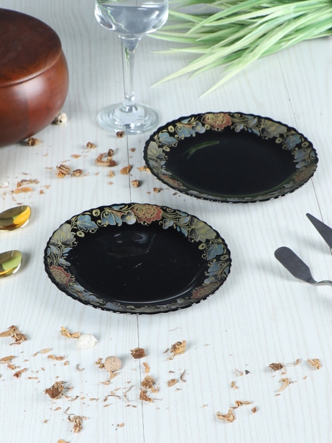 

ceradeco Black & Blue 6 Pieces Printed Glass Matte Plates