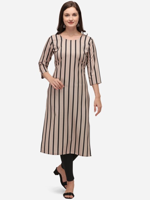 

Anaita Women Grey & Beige Striped Kurta