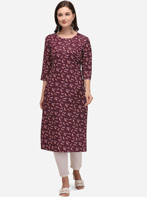 

Anaita Women Purple Floral Printed Floral Crepe Kurta