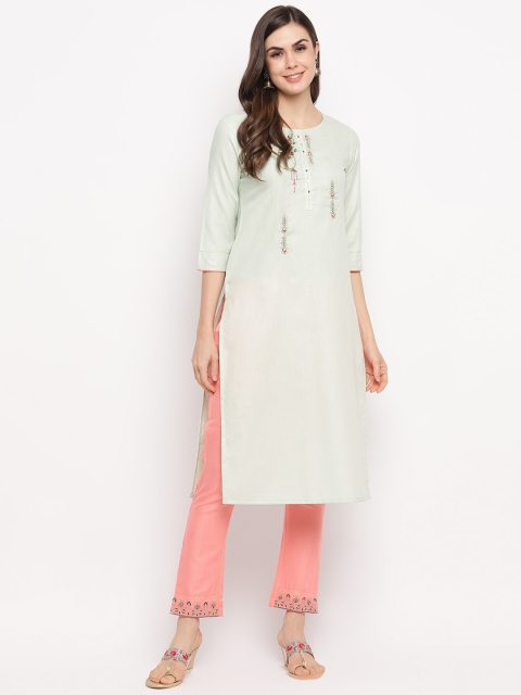 

Anaita Women Green Embroidered Kurta