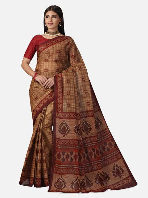 

SALWAR STUDIO Red Ethnic Motifs Pure Cotton Saree