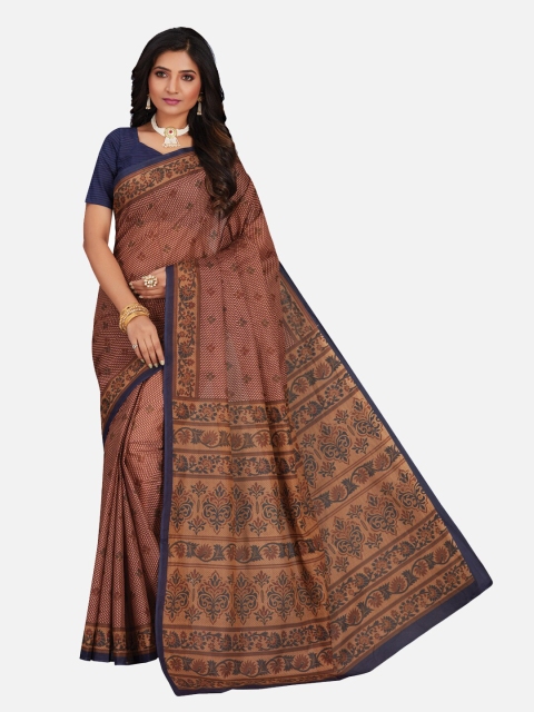 

SALWAR STUDIO Brown Ethnic Motifs Pure Cotton Saree