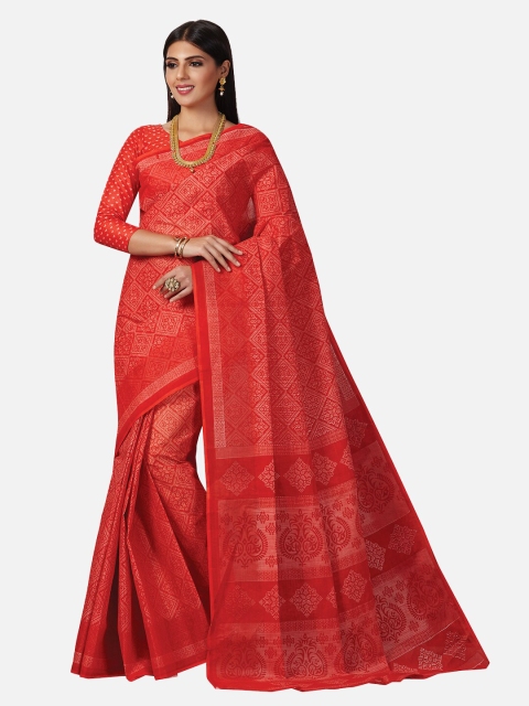 

SALWAR STUDIO Red Ethnic Motifs Pure Cotton Saree