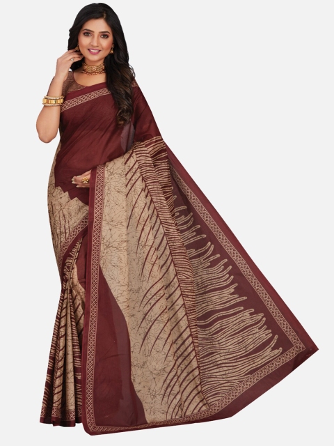 

SALWAR STUDIO Maroon Ethnic Motifs Pure Cotton Saree