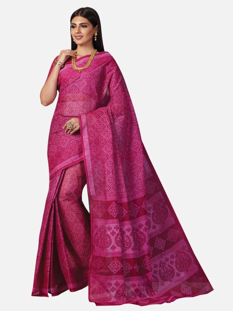 

SALWAR STUDIO Pink Ethnic Motifs Pure Cotton Saree