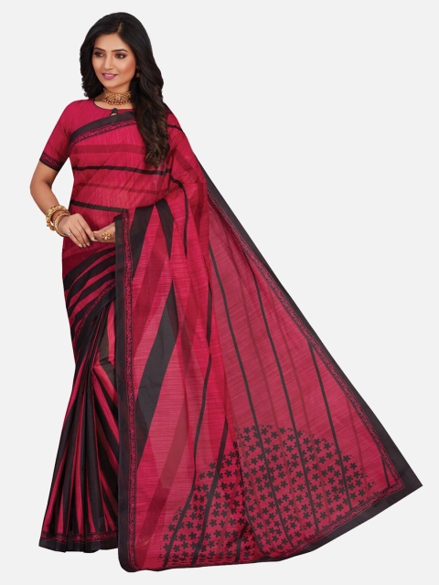 

SALWAR STUDIO Pink & Black Ethnic Motifs Pure Cotton Saree