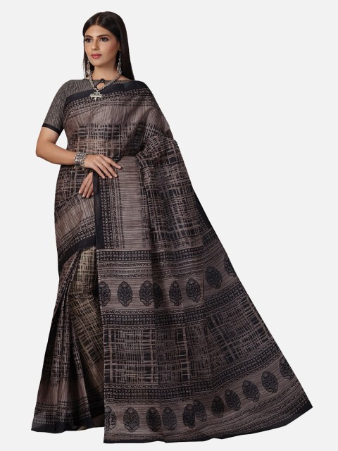 

SALWAR STUDIO Grey Ethnic Motifs Pure Cotton Saree
