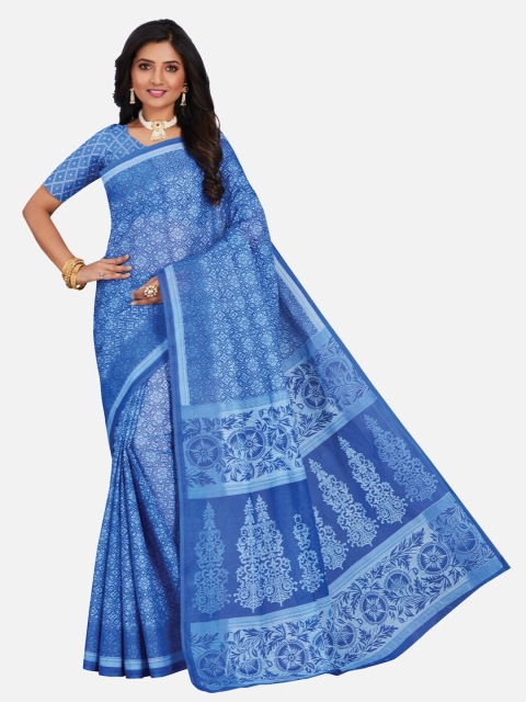 

SALWAR STUDIO Blue Ethnic Motifs Pure Cotton Saree