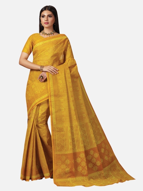 

SALWAR STUDIO Yellow & Beige Ethnic Motifs Pure Cotton Saree